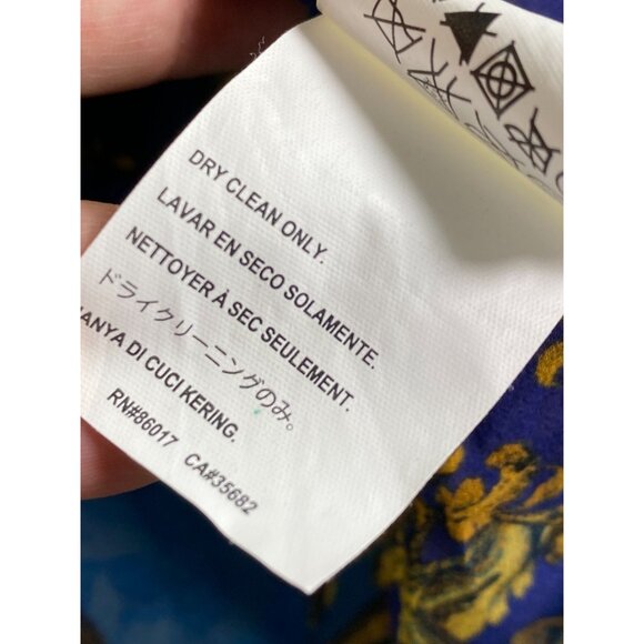 Bebe Mulberry Silk Womens Baroque Print Sheer Button Up Top size XS Long Sleeve - Picture 6 of 13